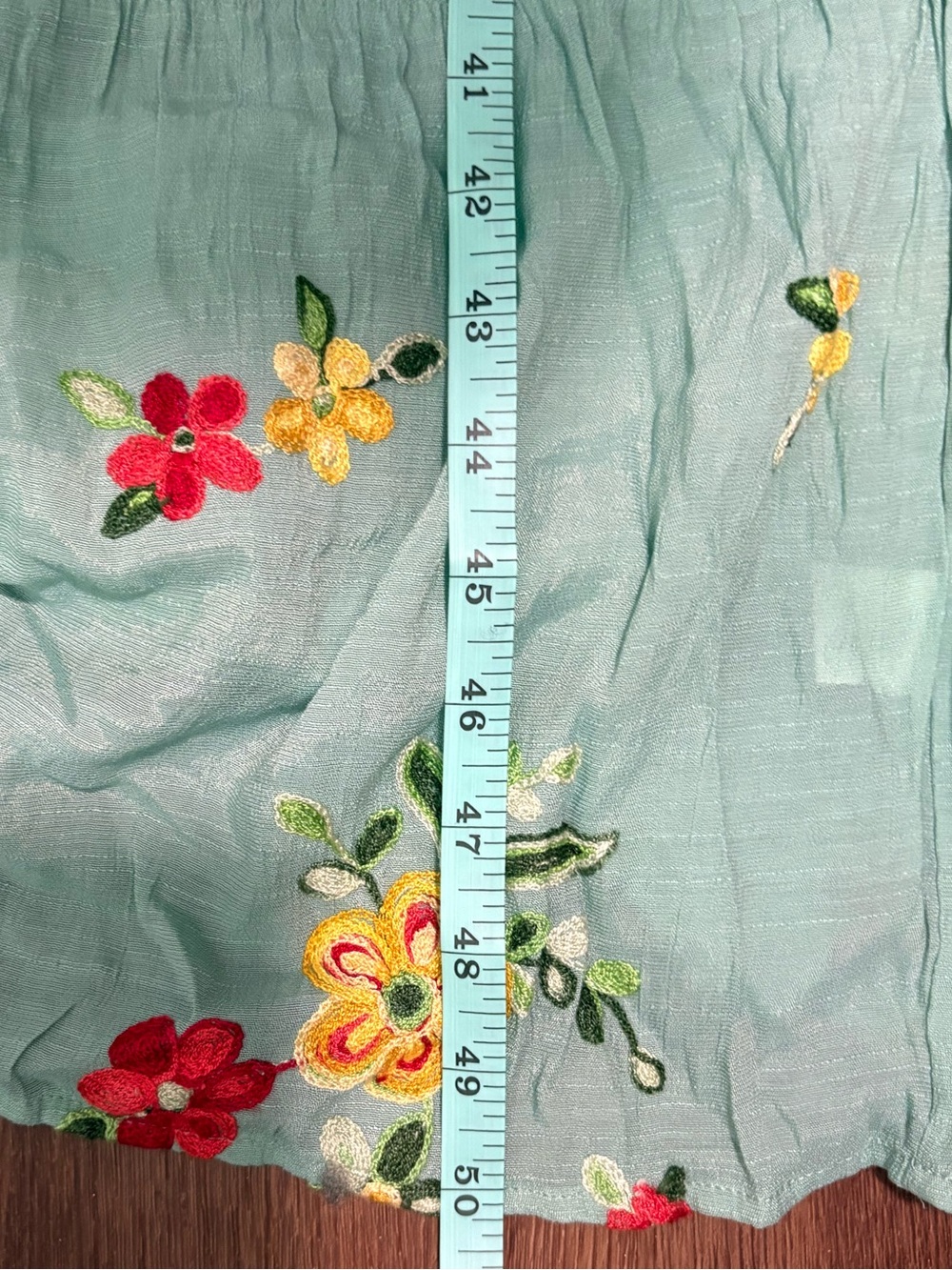 Fig and Flower Aqua Floral Embroidered Button Front Maxi Dress Boho L - Picture 9 of 10